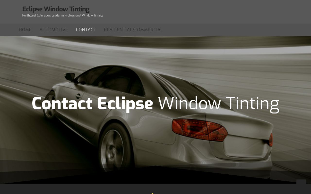 Homepage of Eclipse Window Tinting's website