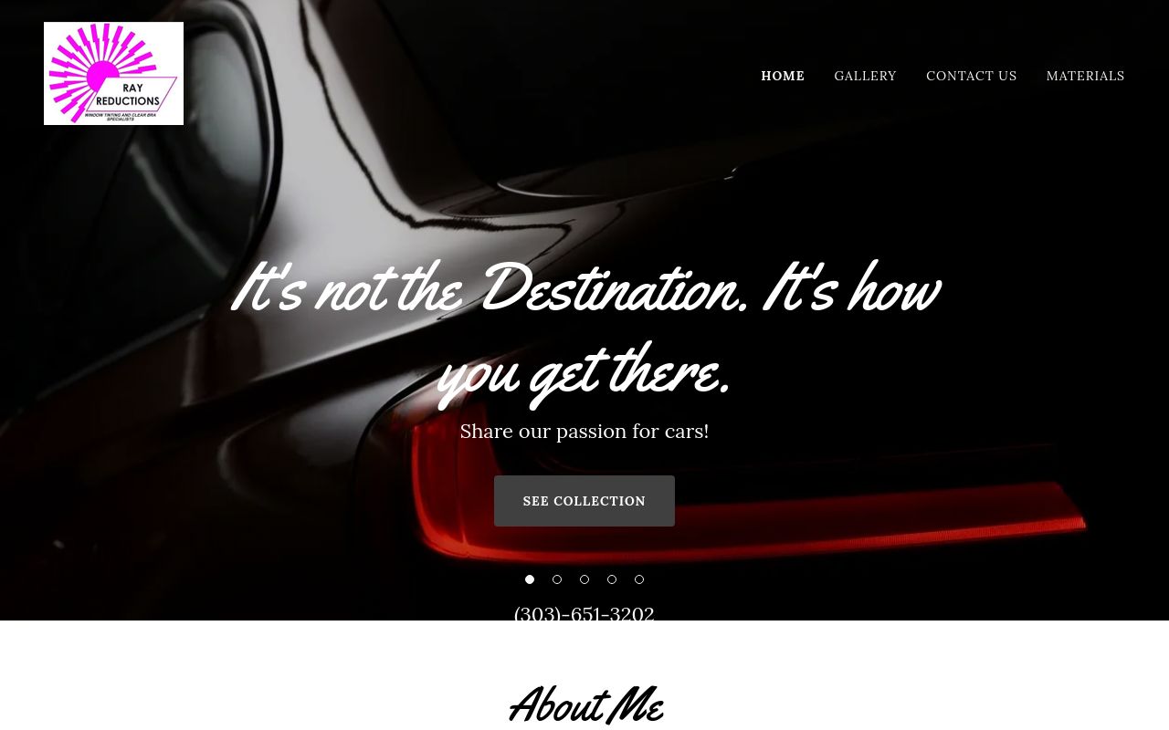 Homepage of Ray Reductions Window Tinting LLC's website