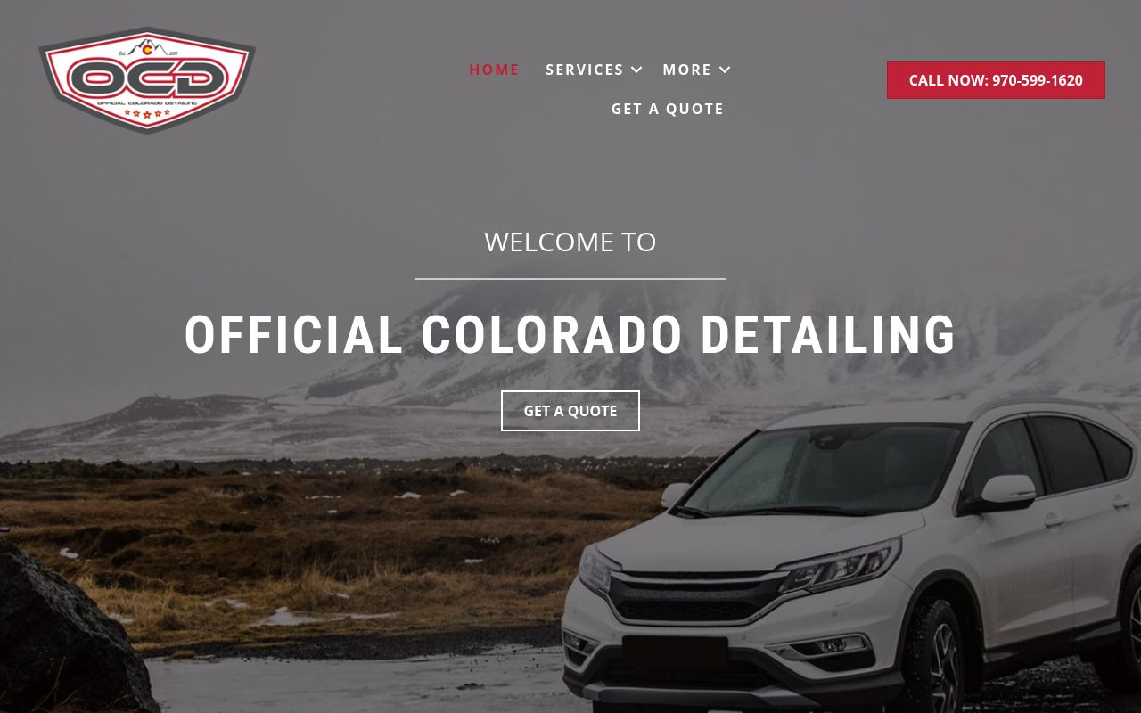 Homepage of Official Colorado Detailing - Ceramic Coating, PPF, and Window Tint's website