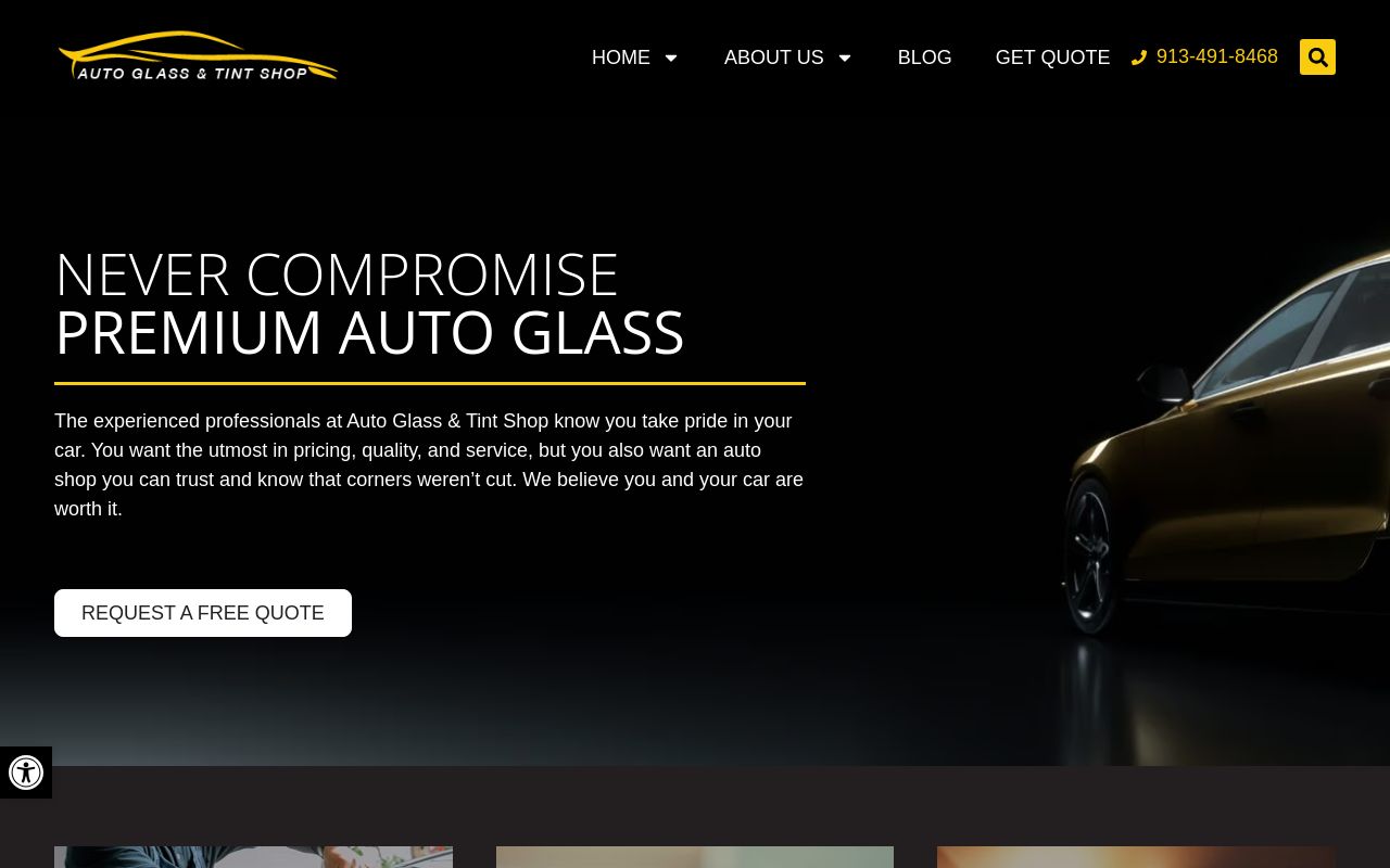 Homepage of Auto Glass & Tint Shop's website