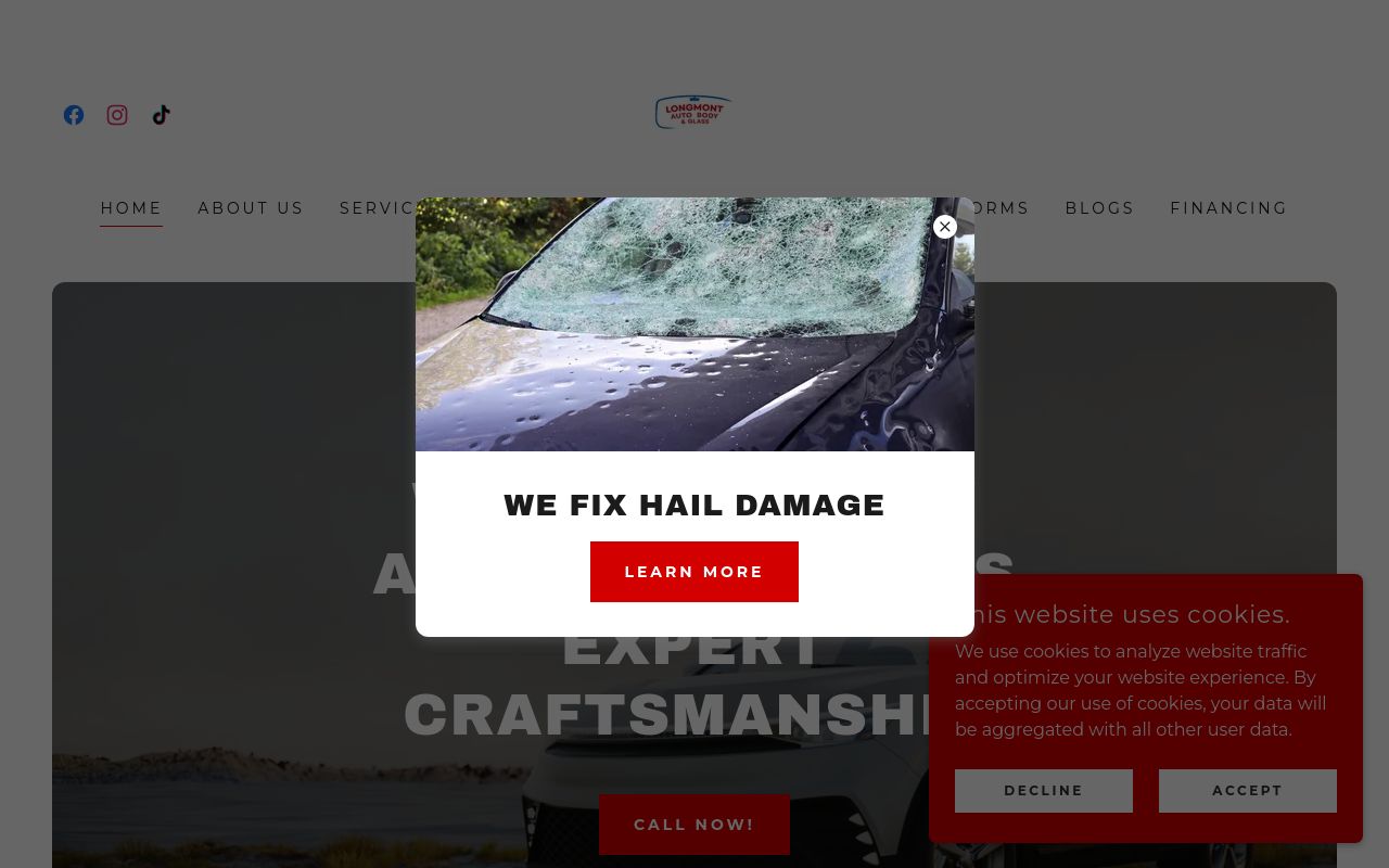 Homepage of LONGMONT AUTO BODY's website