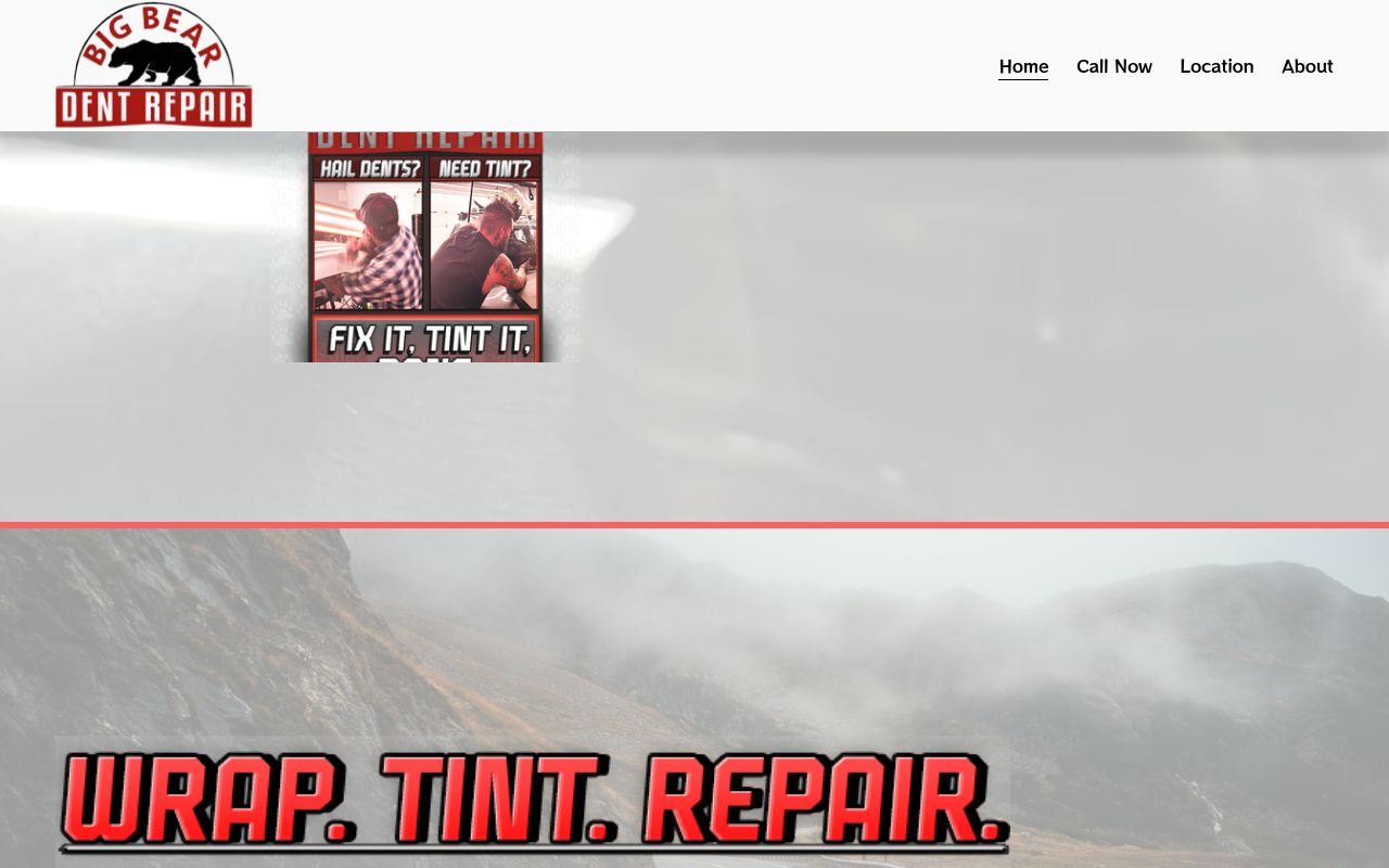 Homepage of Big Bear Dent Repair's website