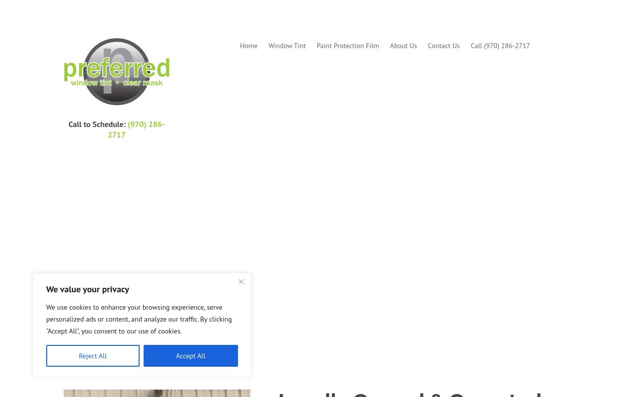 Homepage of Preferred Window Tint, LLC's website
