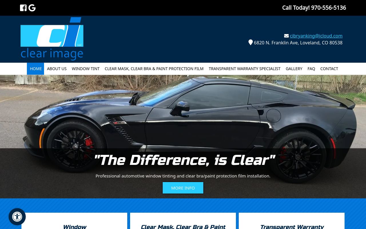Homepage of Clear Image Tinting & Clear Bra's website