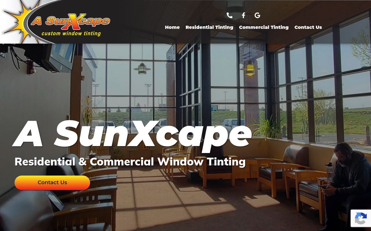 Homepage of A, Sun Xcape Window Tinting's website