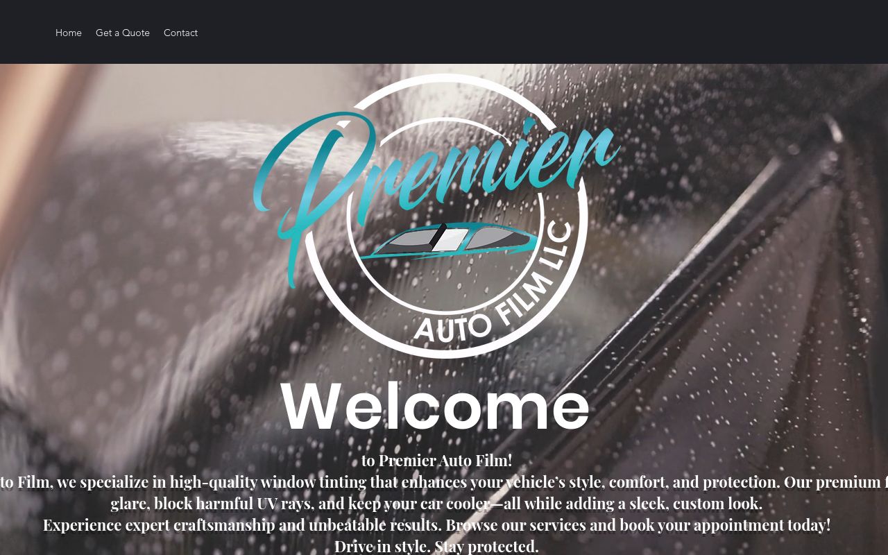 Homepage of Premier Auto Film's website