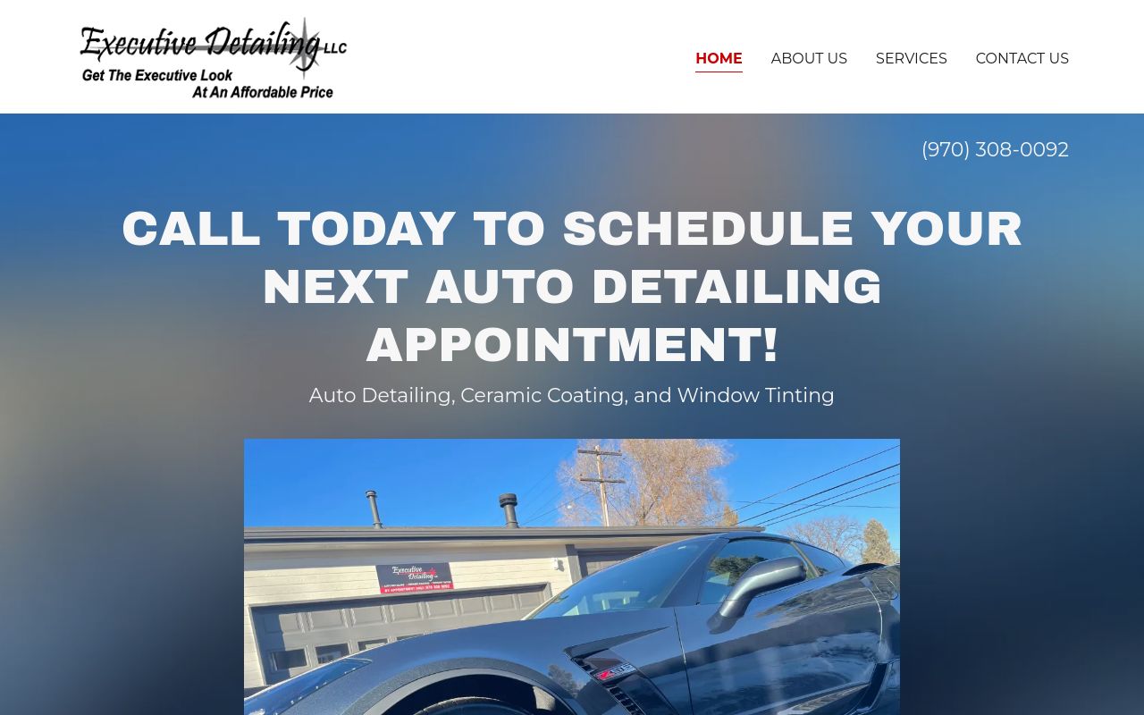 Homepage of Executive Detailing's website