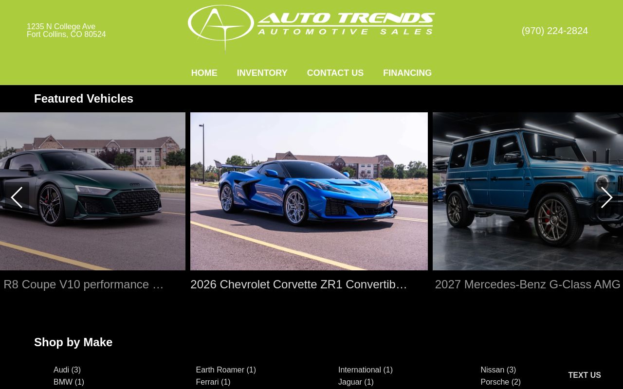 Homepage of Auto Trends's website