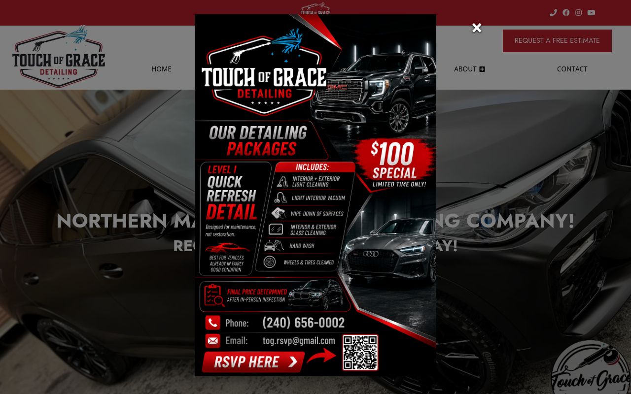 Homepage of Touch Of Grace Auto Detailing's website