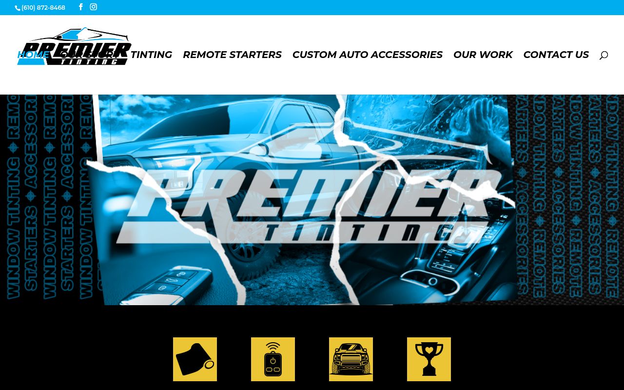 Homepage of Premier Window Tinting's website