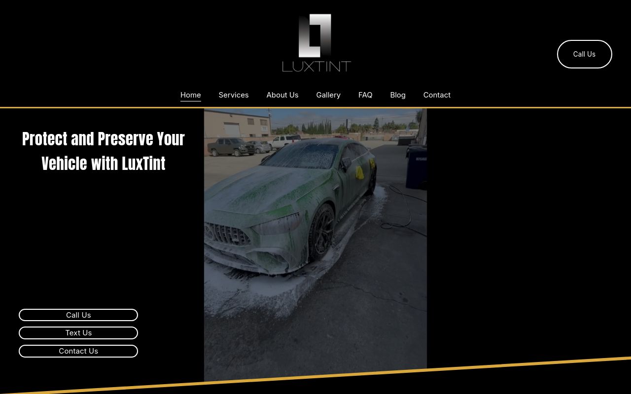 Homepage of LuxTint's website