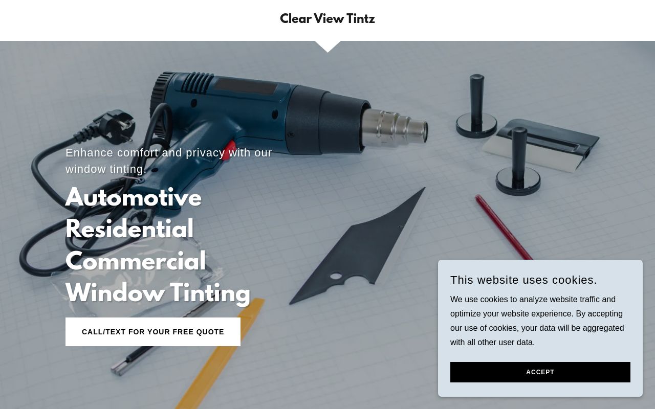 Homepage of Clear View Tintz's website