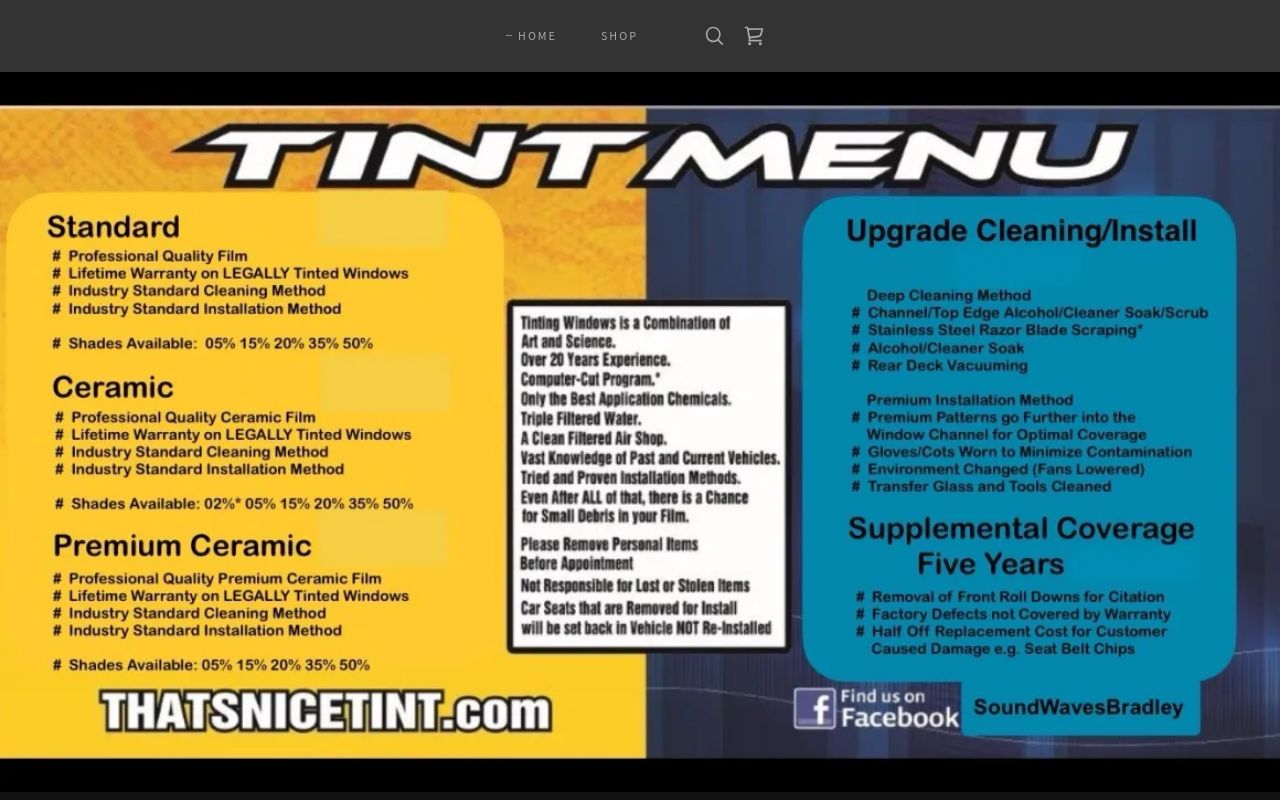 Homepage of That’s Nice Tint's website