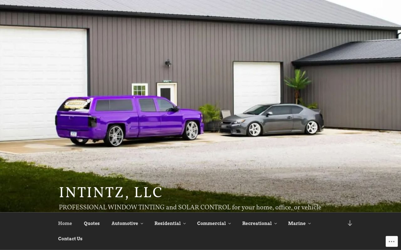 Homepage of INTINTZ Window Tinting and Solar Control's website