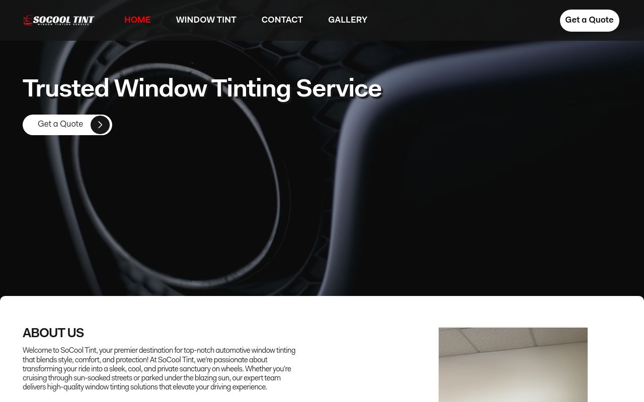 Homepage of SoCool Tint's website