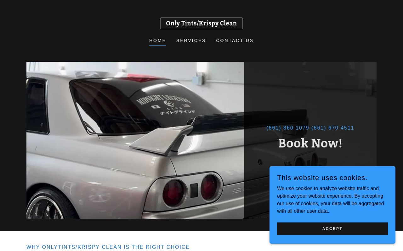 Homepage of Only Tints / Krispy Clean's website