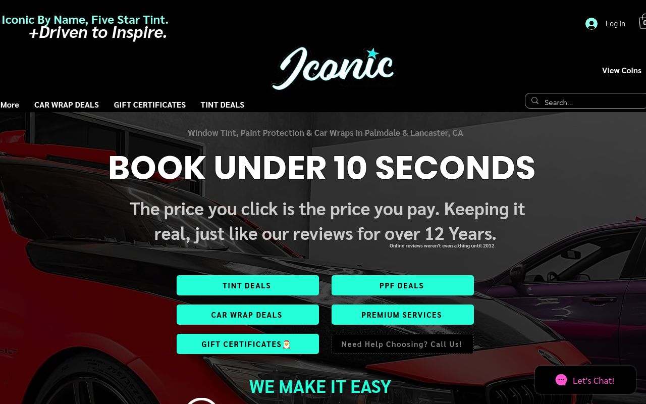 Homepage of Iconic Auto Restyle | Tinting | Paint Protection | Wraps's website