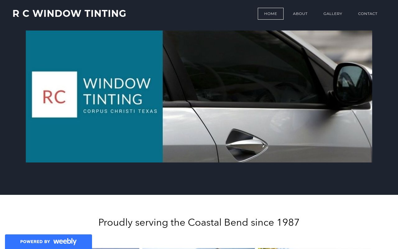 Homepage of R C Window Tinting's website