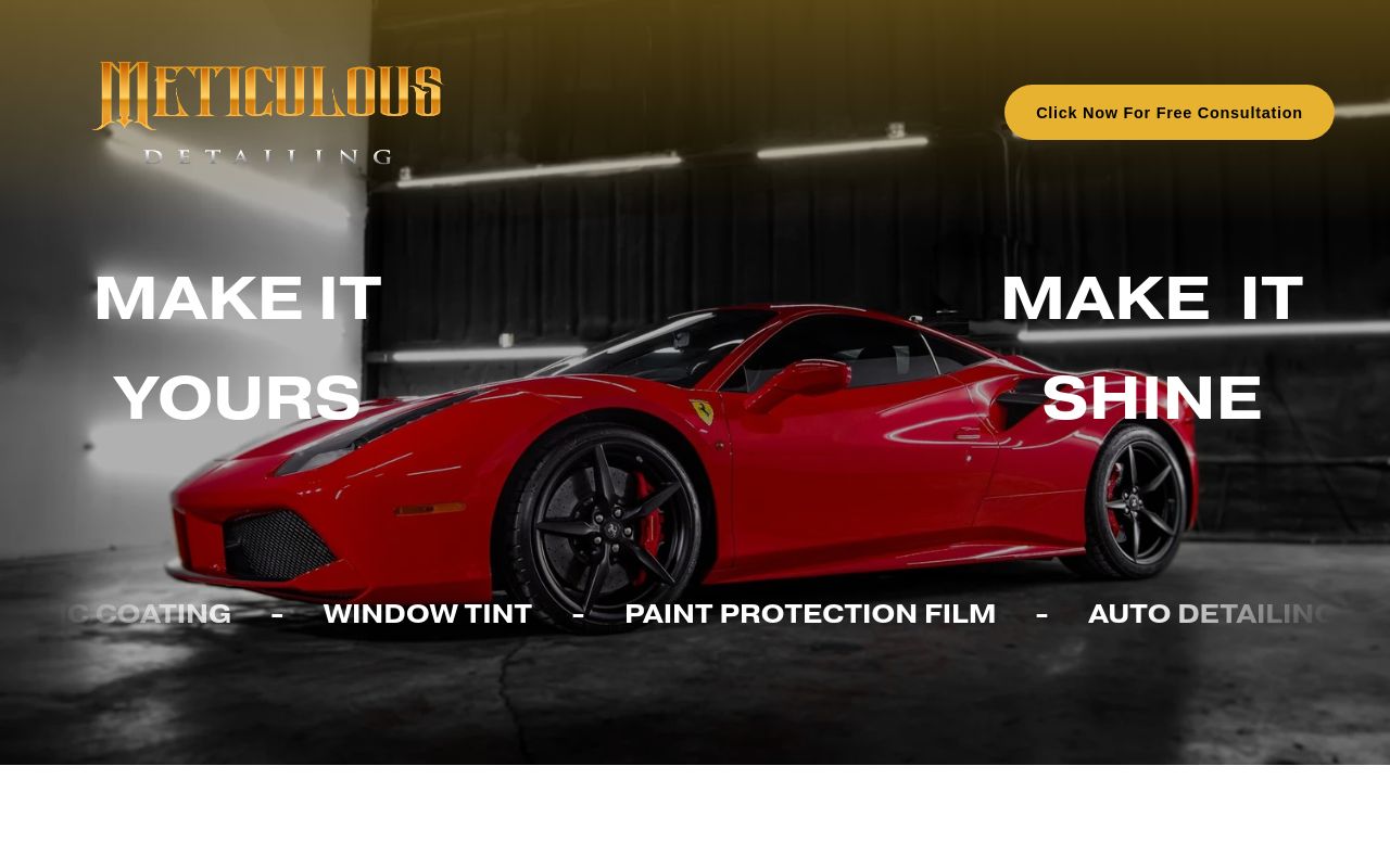 Homepage of Meticulous Detailing's website
