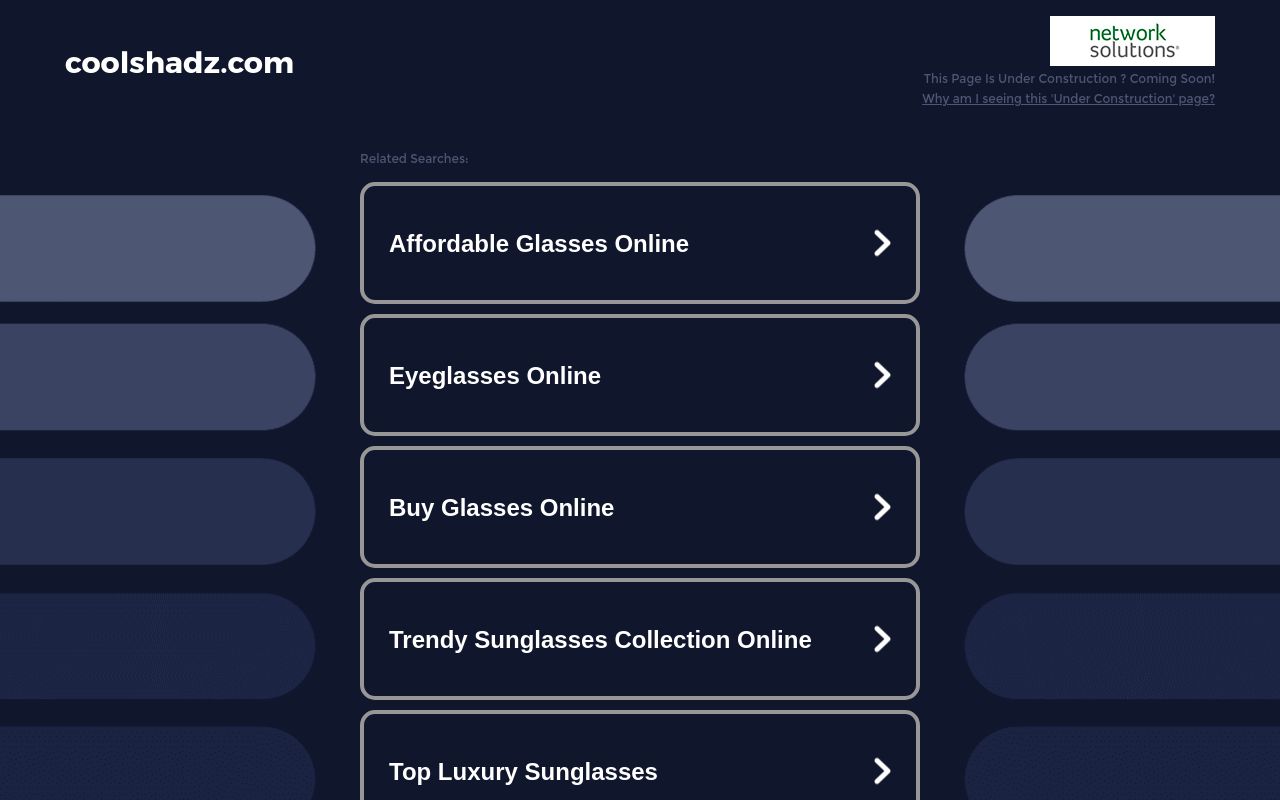 Homepage of Cool Shadz's website