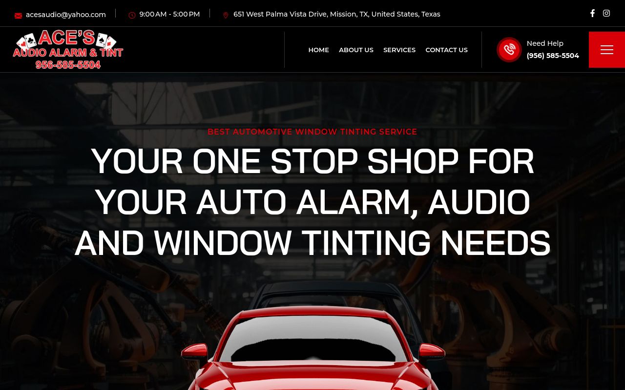 Homepage of Ace's Audio Alarm & Tint's website