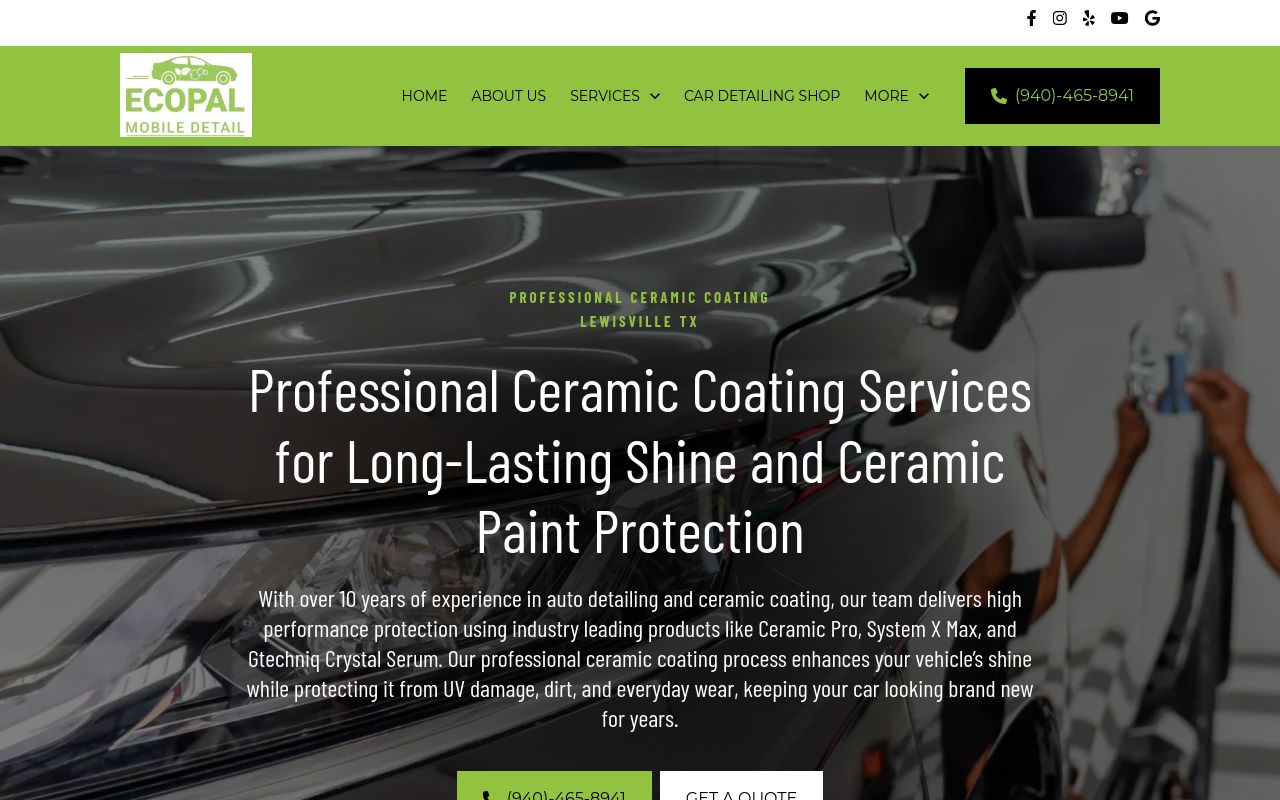 Homepage of EcoPal Mobile Detail's website