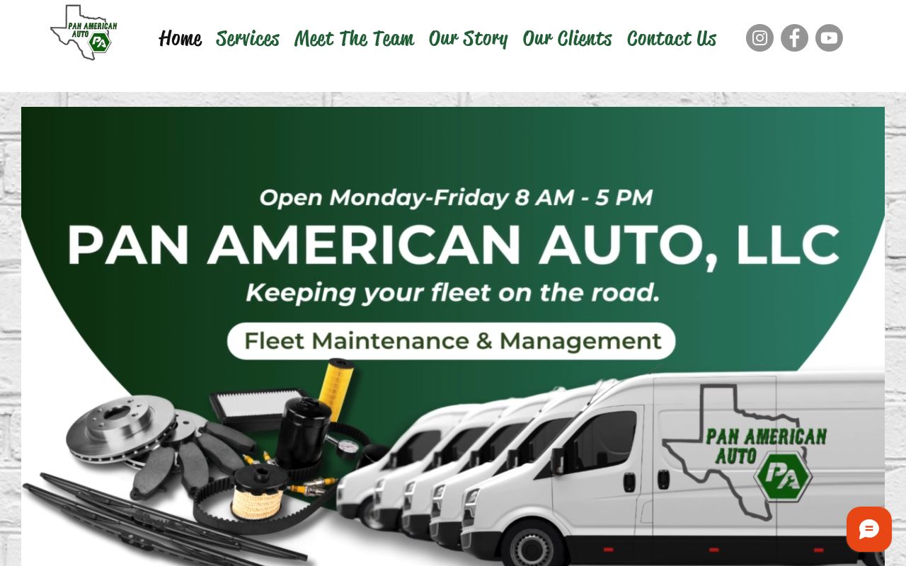 Homepage of Pan American Auto, LLC's website