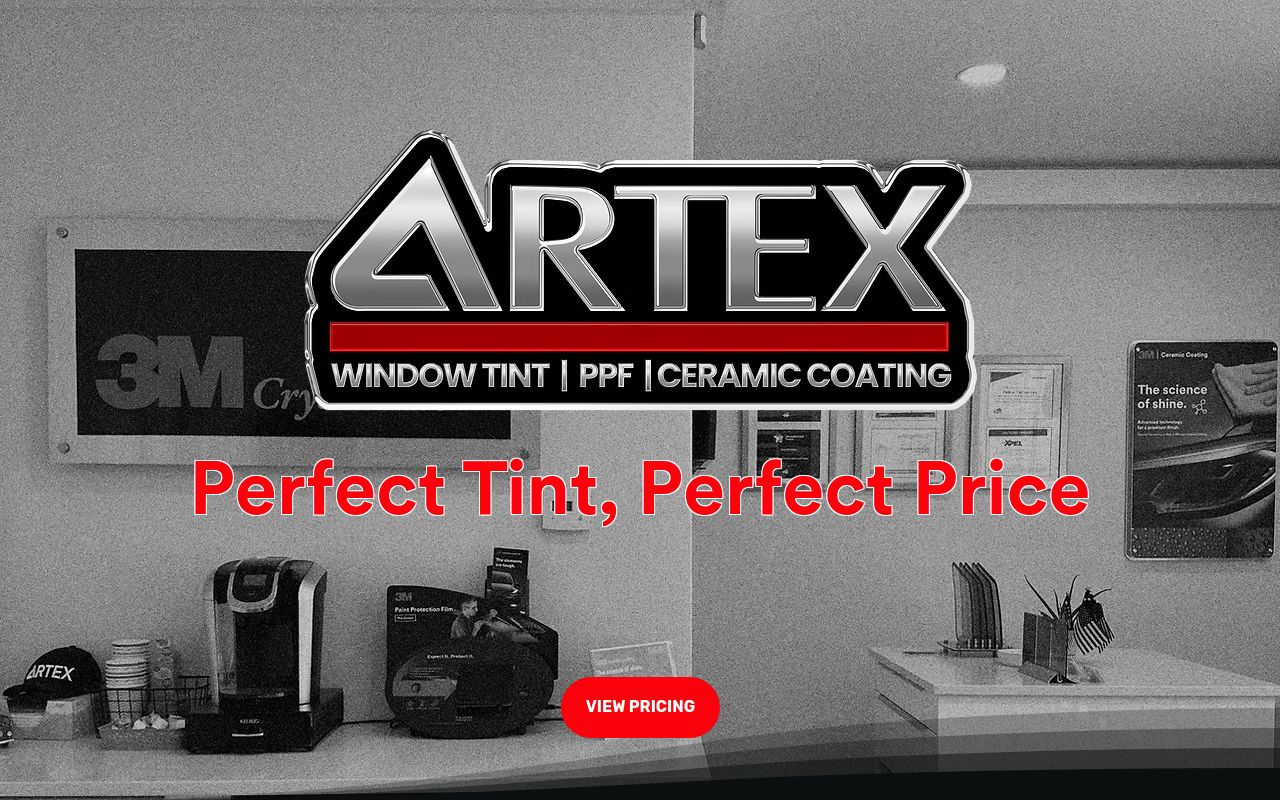 Homepage of ARTEX WINDOW TINT PPF's website