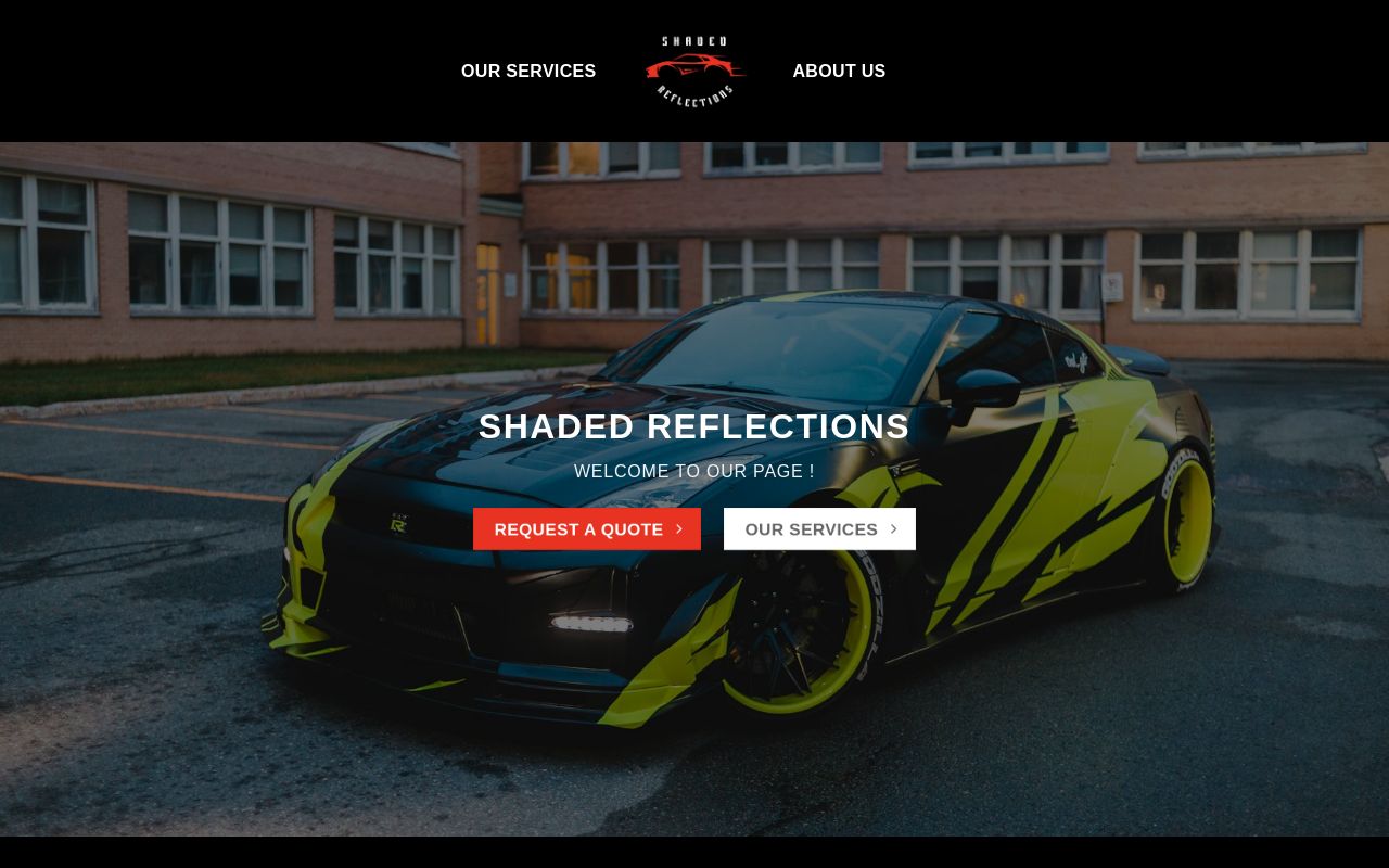 Homepage of Shaded Reflections LLC's website