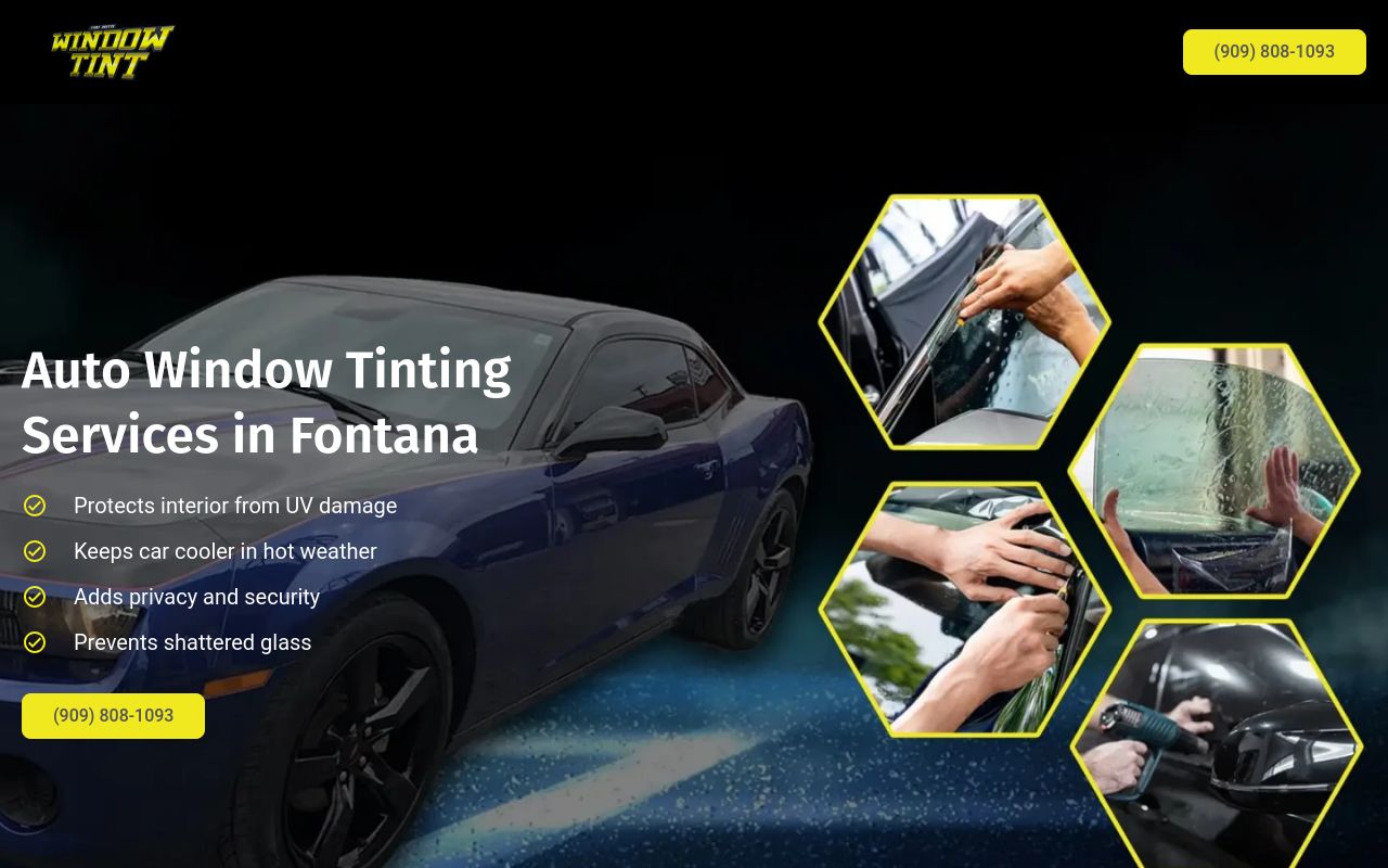 Homepage of Tad Auto Window Tint's website