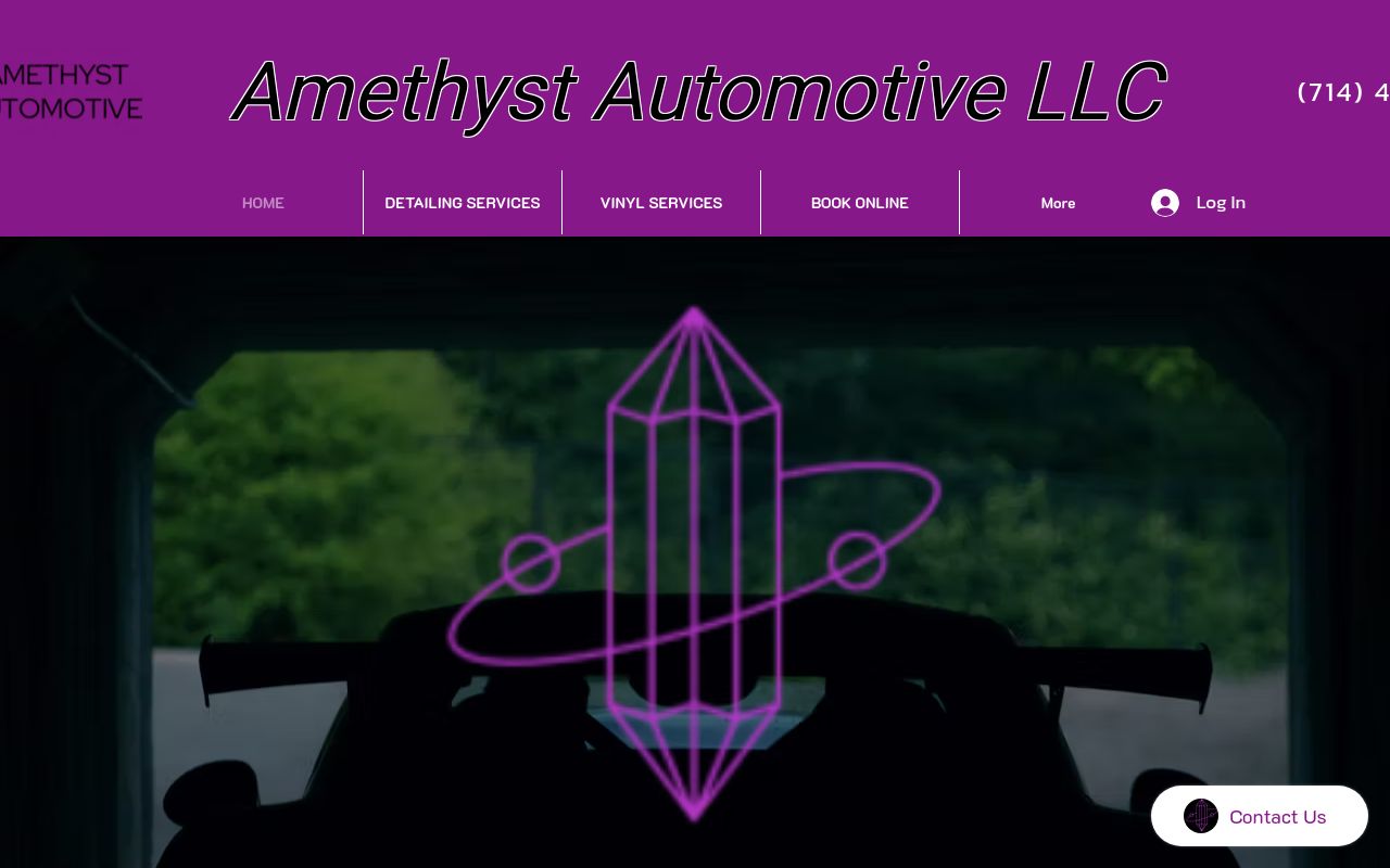 Homepage of Amethyst Automotive LLC's website