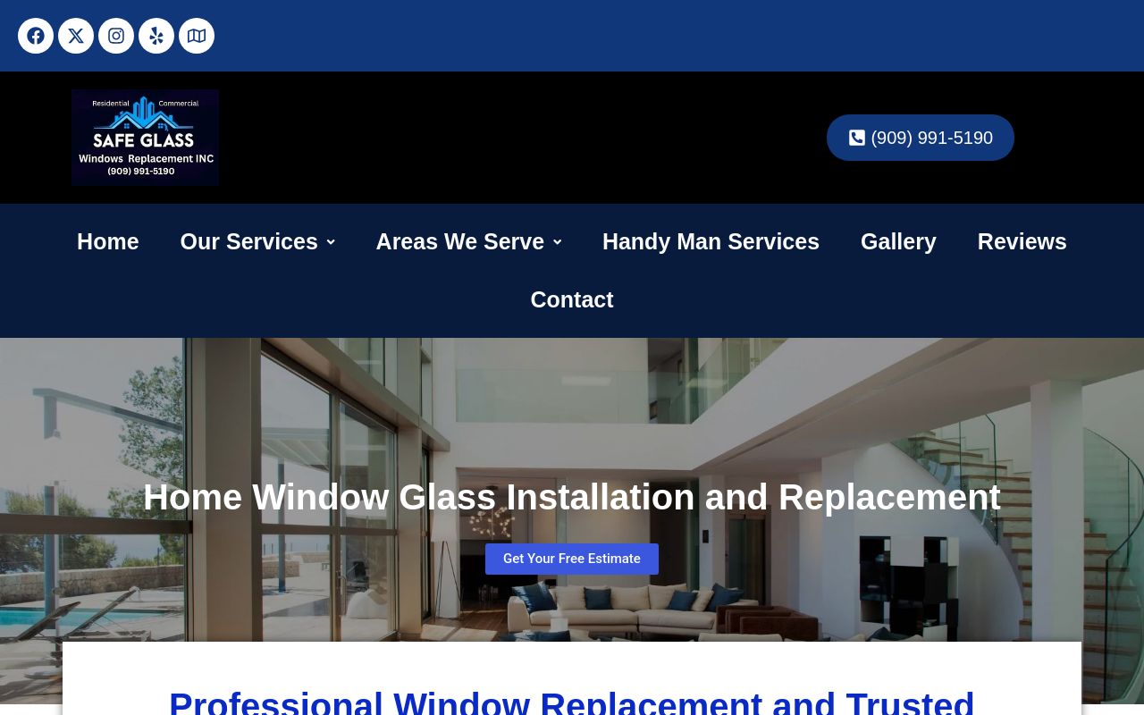 Homepage of Safe Glass Window Replacement INC's website
