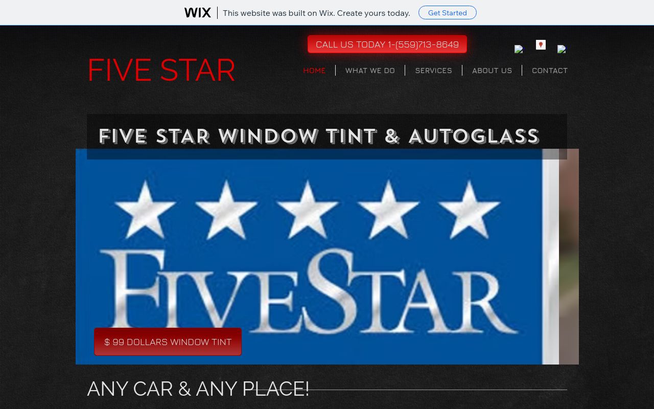 Homepage of FIVE STAR WINDOW TINTING & AUTO GLASS's website