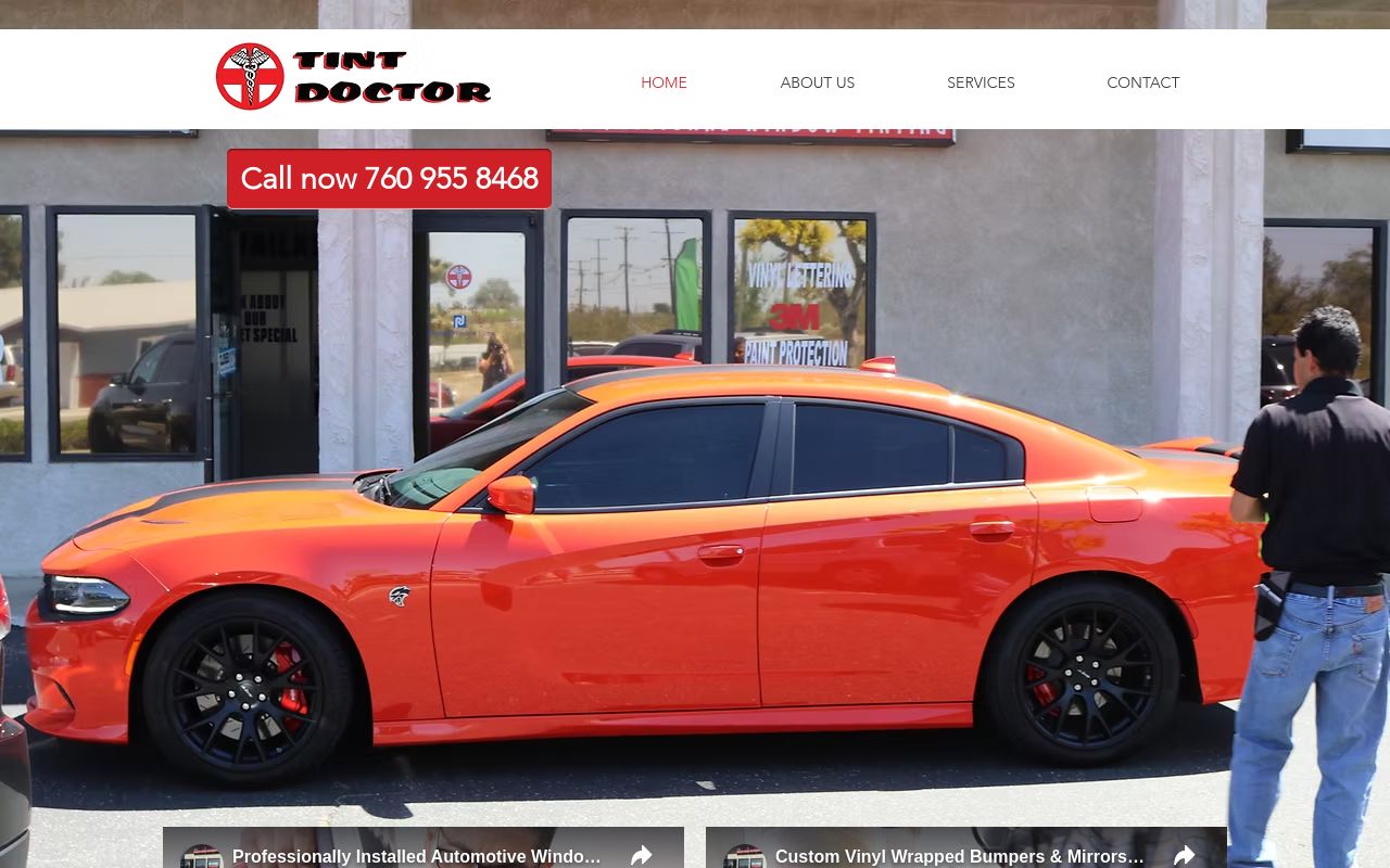 Homepage of Tint Doctor's website