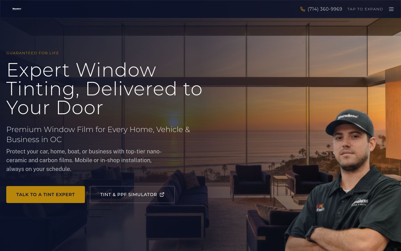 Homepage of Shineless Glass Scratch Repair & Window Solutions's website