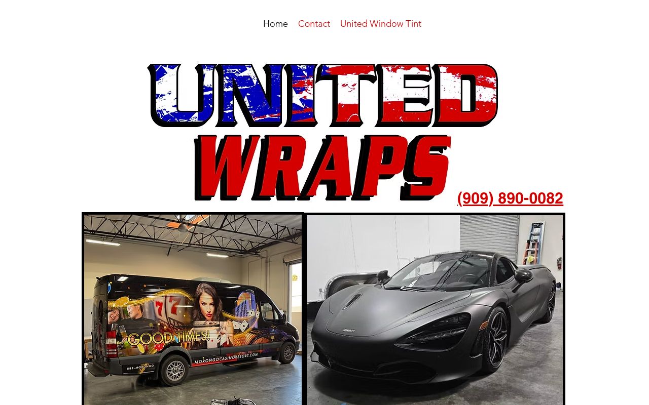 Homepage of United Wraps Inc.'s website