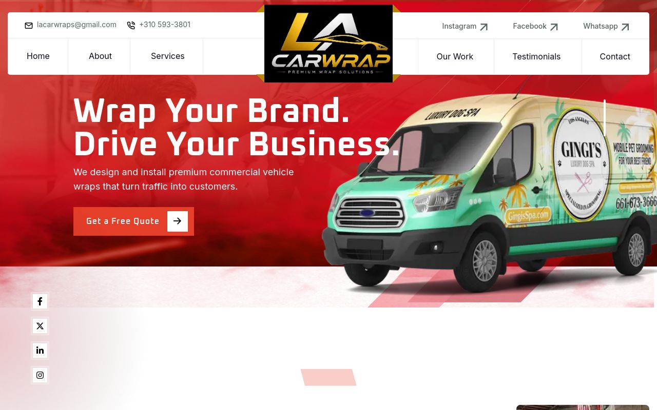 Homepage of Los Angeles Window Tinting's website