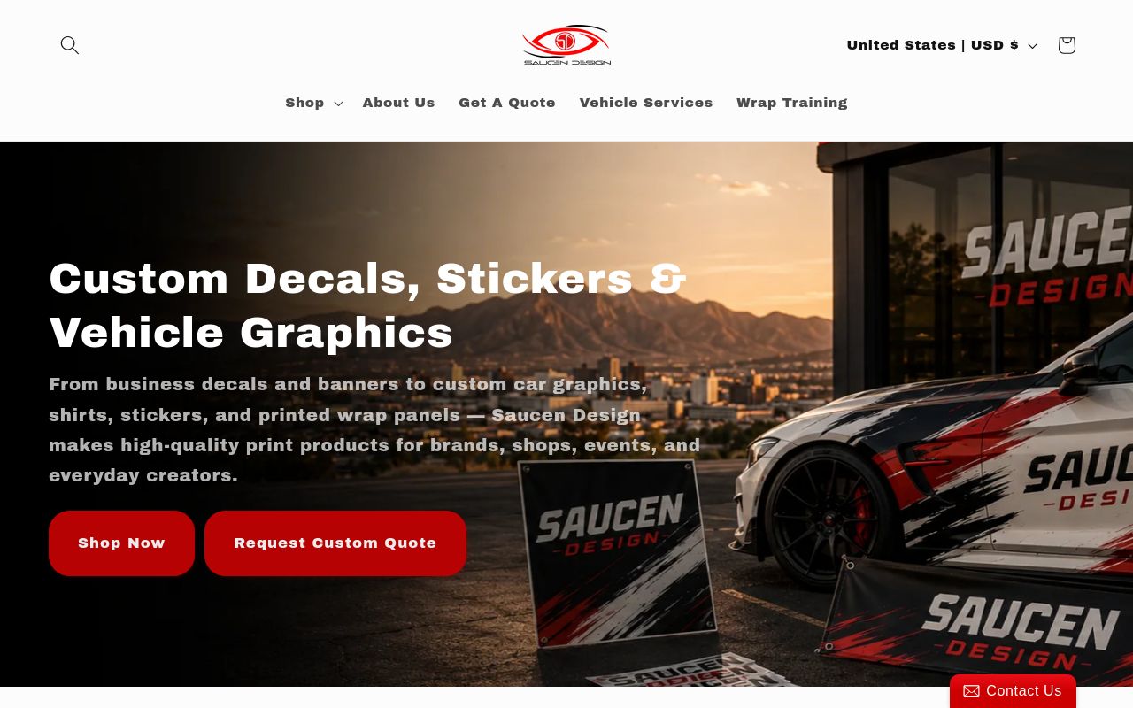 Homepage of Saucen Design's website