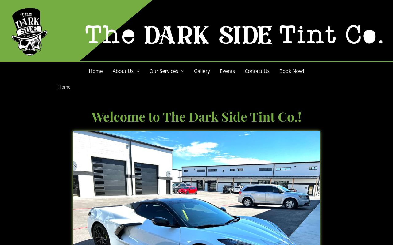 Homepage of The Dark Side Tint Co.'s website
