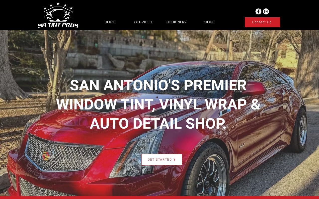 Homepage of SA Tint Pros's website