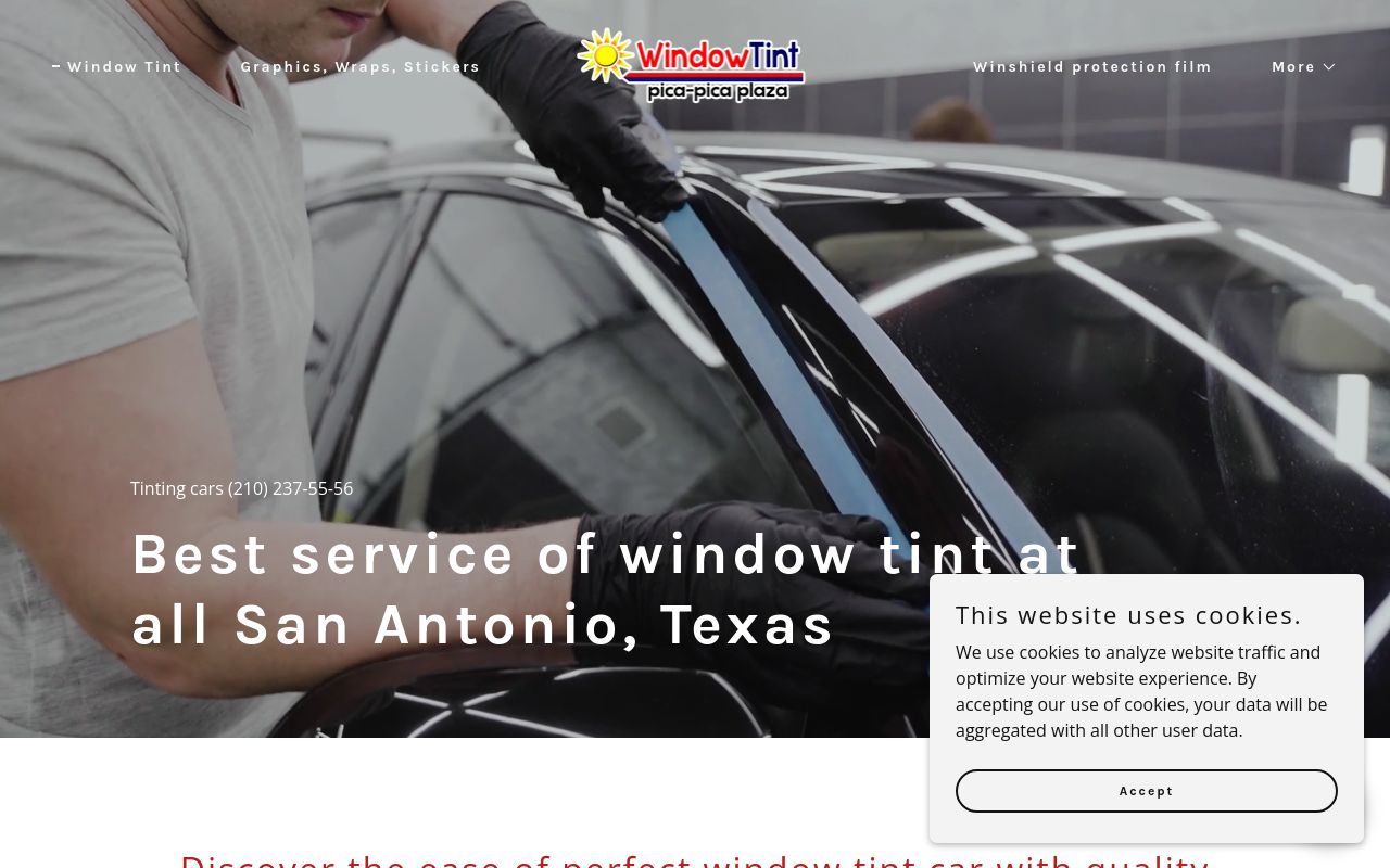 Homepage of Window Tint Picapica Plaza's website