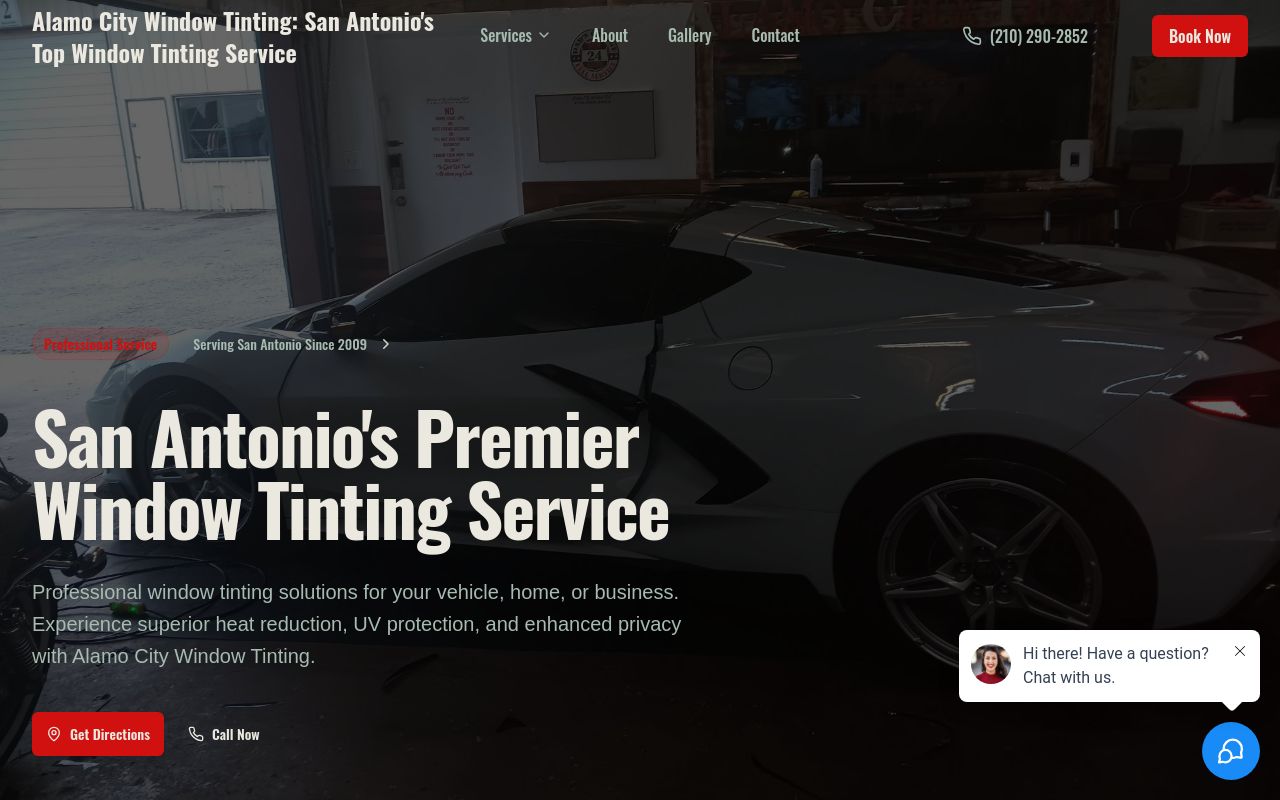 Homepage of Alamo City Window Tinting's website