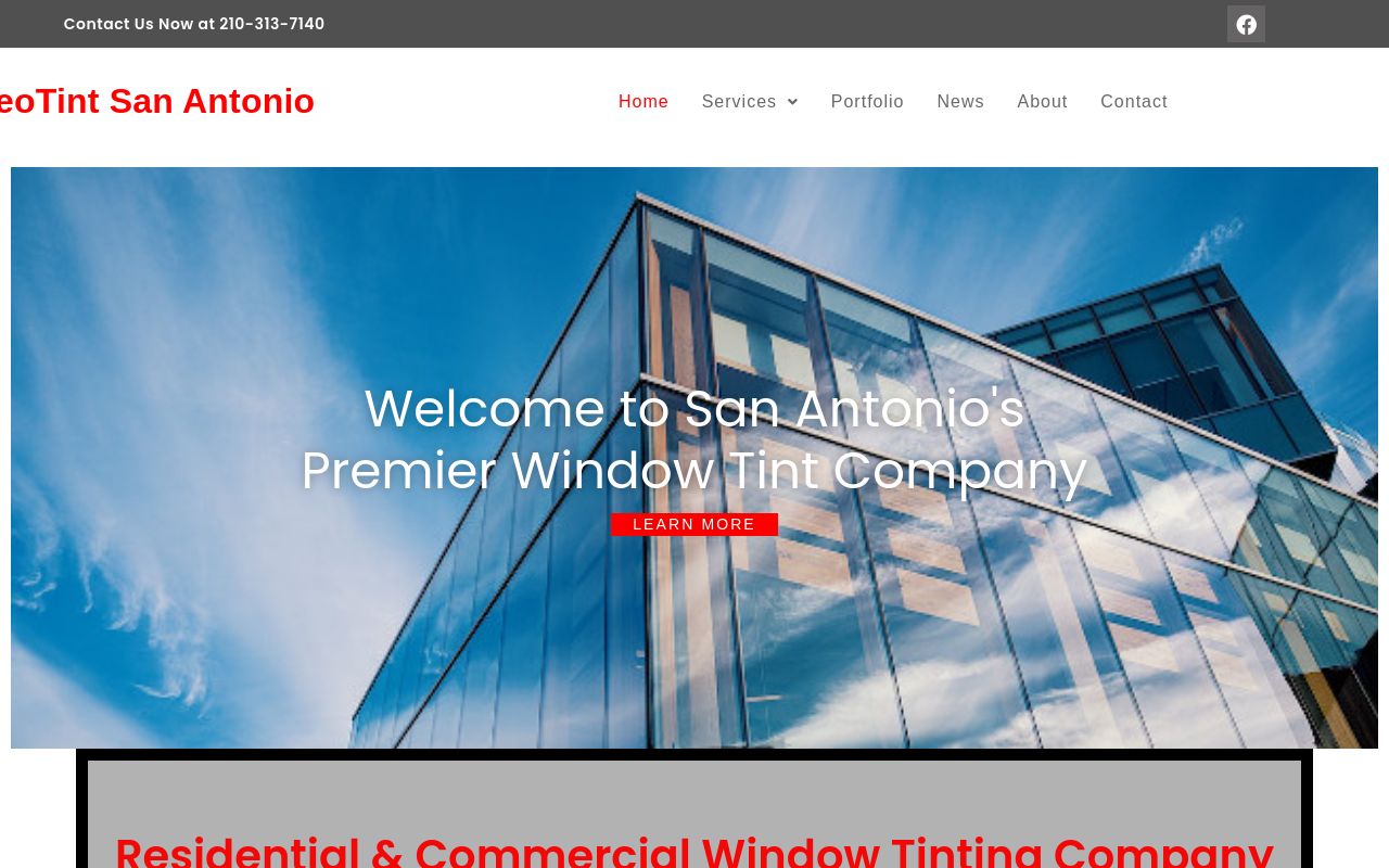 Homepage of GeoTint San Antonio's website