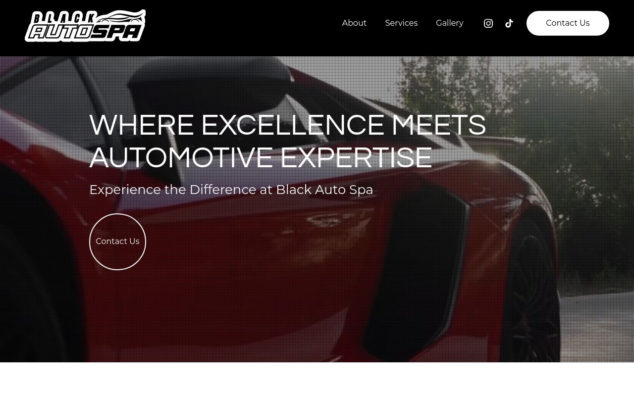 Homepage of Black Auto Spa's website