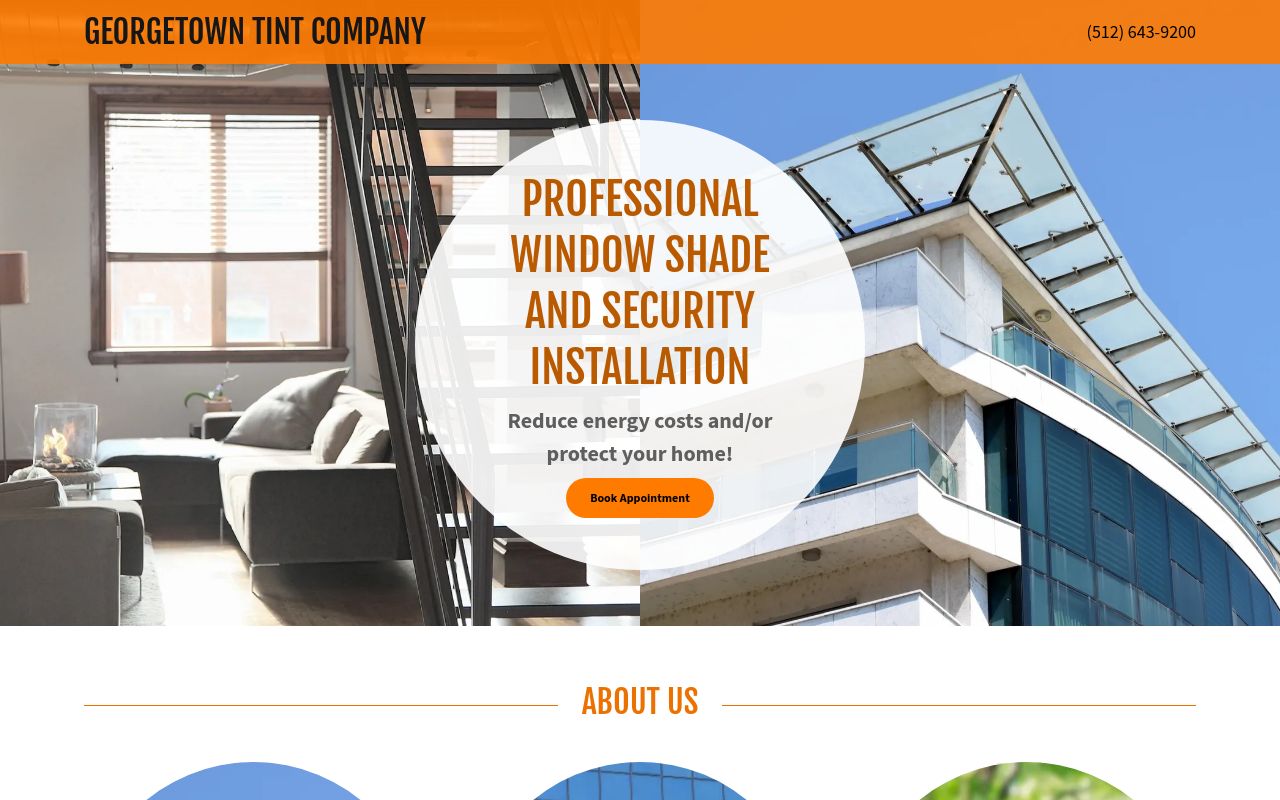 Homepage of Georgetown Tint Company's website