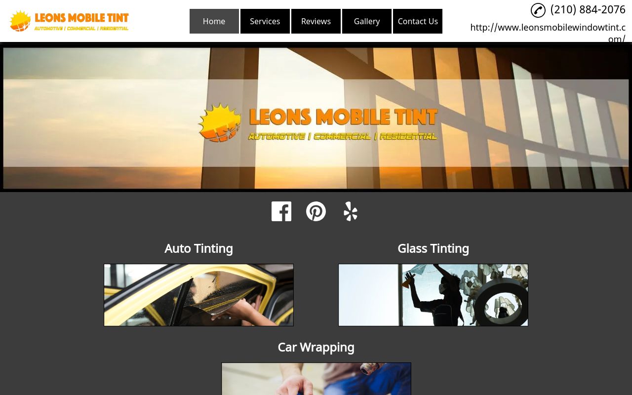 Homepage of Leon's Mobile Tint Inc's website