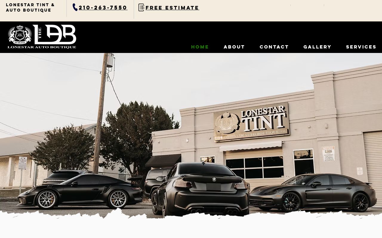 Homepage of Lonestar Tint & Auto Boutique's website
