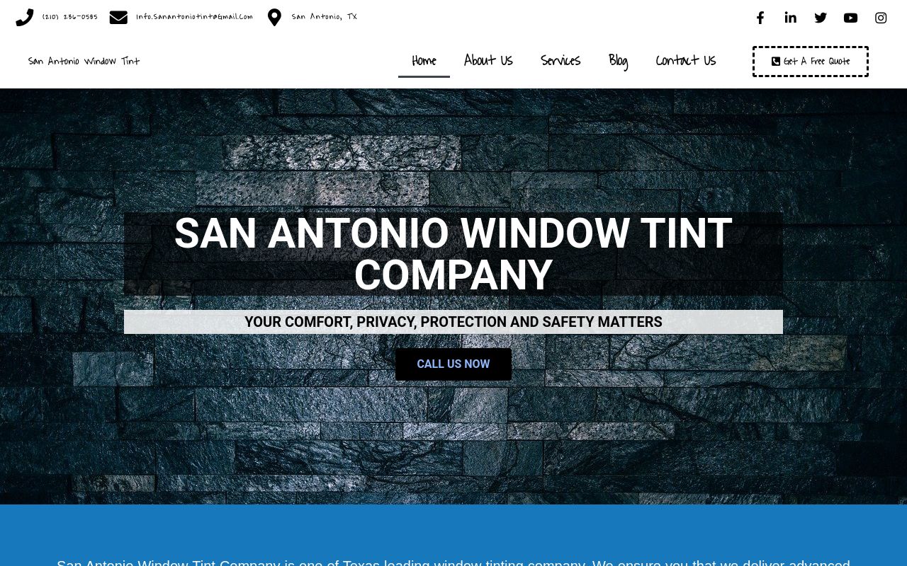 Homepage of San Antonio Tint's website