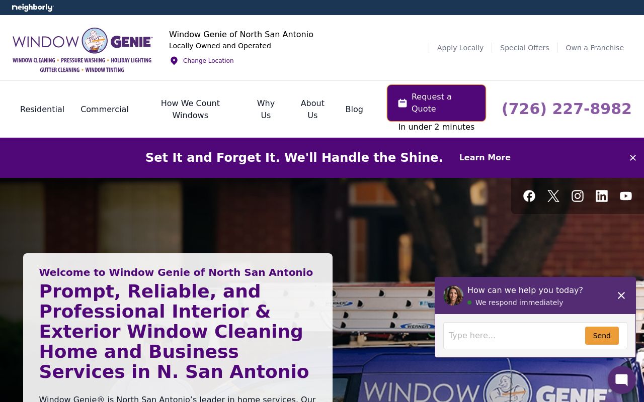 Homepage of Window Genie of North San Antonio's website