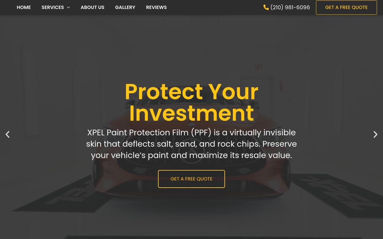 Homepage of Auto Concierge Glass's website